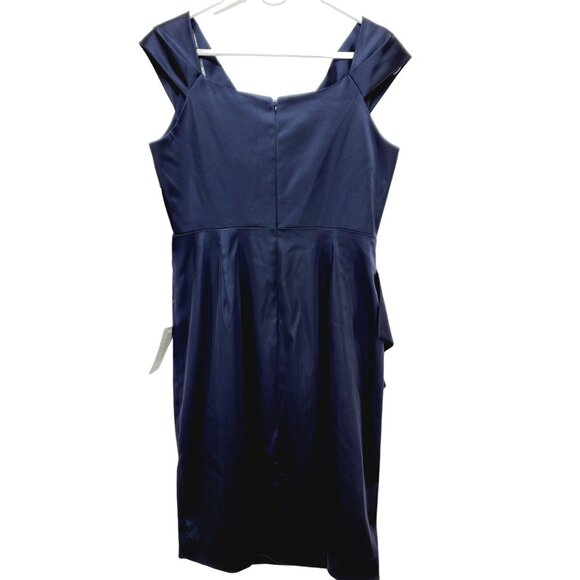 Maggy London Navy Blue Bridesmaid / Formal Dress Sleeveless Size 12 satin New - Picture 2 of 13